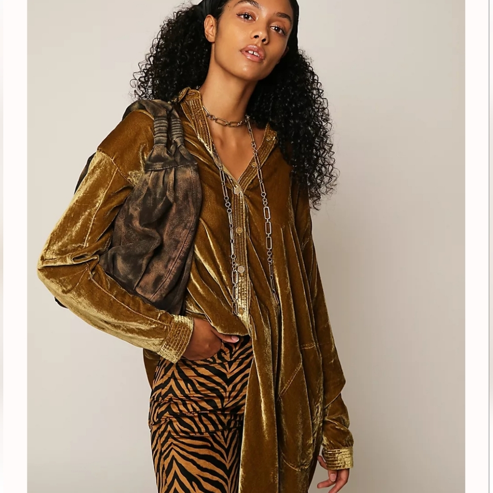 Free People Golden Velvet Maxi Top
